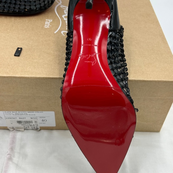Women’s Christian Louboutin, Kate Max 100 crystal embellished mesh/patent 40 - Picture 11 of 13